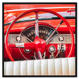 Gerahmter Kunstdruck Der rote amerikanische Oldtimer