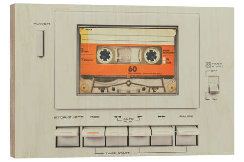 Quadro de madeira O vintage toca-fitas