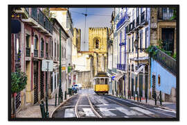 Gerahmter Kunstdruck Tram vor der Catedral Sé Patriarcal, Lissabon