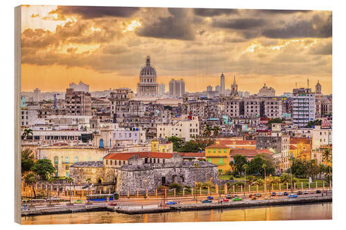 Holzbild Skyline von Havanna