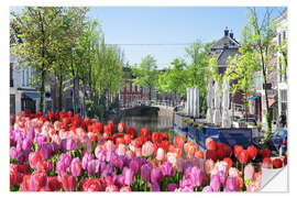 Muursticker Sea of tulips in Amsterdam