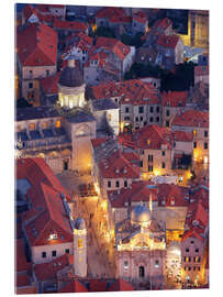 Tableau en verre acrylique  Place de la Loge et cathédrale de Dubrovnik, Croatie