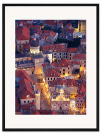 Gerahmter Kunstdruck Luza-Platz und Kathedrale Mariä Himmelfahrt in Dubrovnik, Kroatien