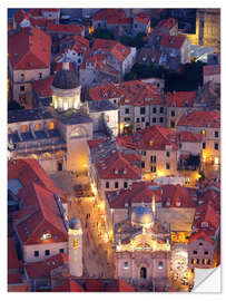 Selvklebende plakat Luza Square and Cathedral of the Assumption in Dubrovnik, Croatia