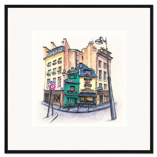 Ingelijste kunstdruk Parisian streetscape