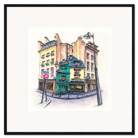 Ingelijste kunstdruk Parisian streetscape