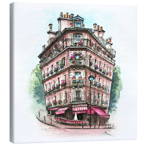 Lienzo Casa con café en París