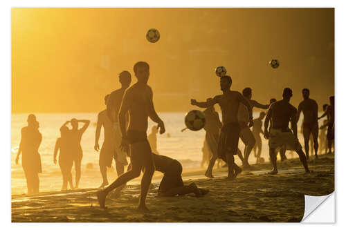 Wall sticker Playing football on the beach