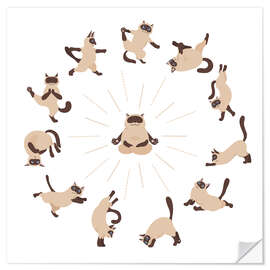 Sticker mural Yoga des chats II