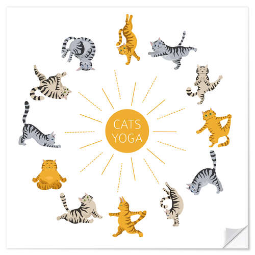 Sticker mural Yoga des chats I (anglais)