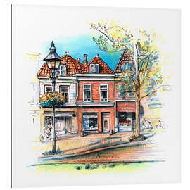 Magnettafel Mittelalterliche Häuser in Delft, Niederlande