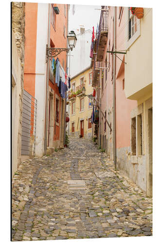 Aluminium print Narrow streets in the old town of Lisbon