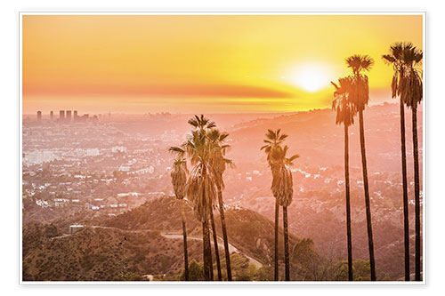 Poster Sonnenuntergang im Griffith Park, Los Angeles