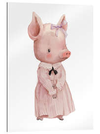 Quadro em plexi-alumínio Piggy em um vestido rosa