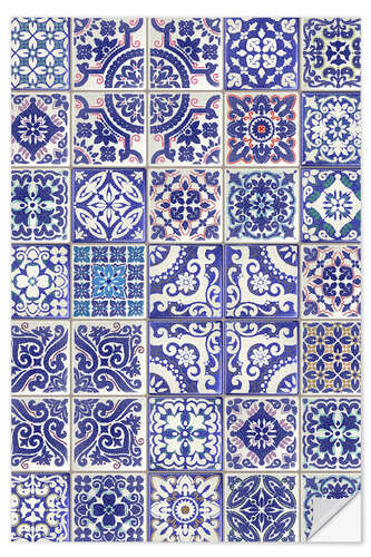 Selvklæbende plakat Delft blue tile decor