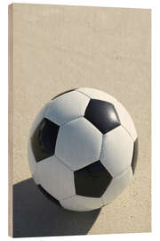 Wood print Soccer ball on the beach