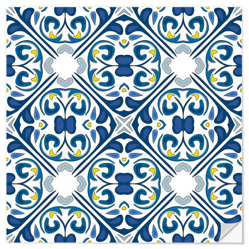 Muursticker Floral azulejo decor