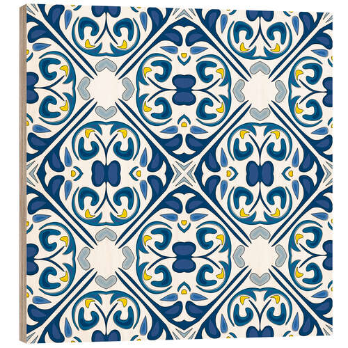 Puutaulu Floral azulejo decor