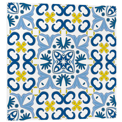 Foam board print Azulejo pattern blue-yellow