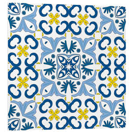 Foam board print Azulejo pattern blue-yellow