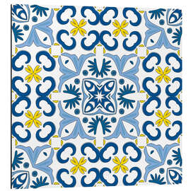 Magnettafel Azulejo Muster blau-gelb