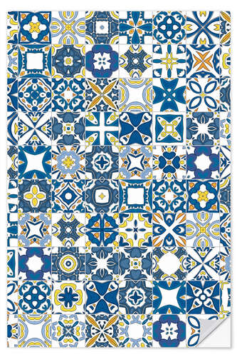 Muursticker Bright azulejos in Lisbon