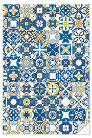 Selvklebende plakat Bright azulejos in Lisbon