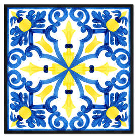 Gerahmter Kunstdruck Azulejo Mandala II