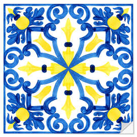 Selvklebende plakat Azulejo Mandala II