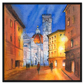 Gerahmter Kunstdruck Piazza del Duomo in Florenz,  Italien