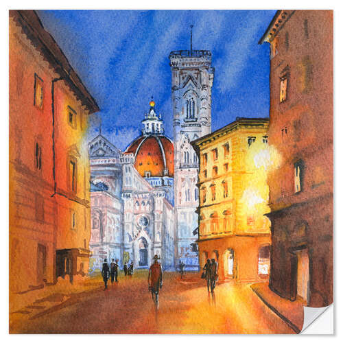 Selvklebende plakat Piazza del Duomo in Florence, Italy