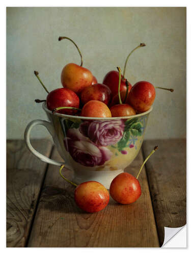 Selvklebende plakat Cup of cherries