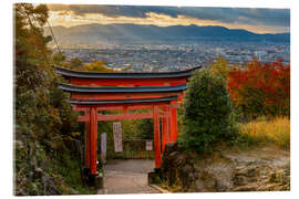 Acrylglasbild Blick über Kyoto von Fushimi Inari Schrein