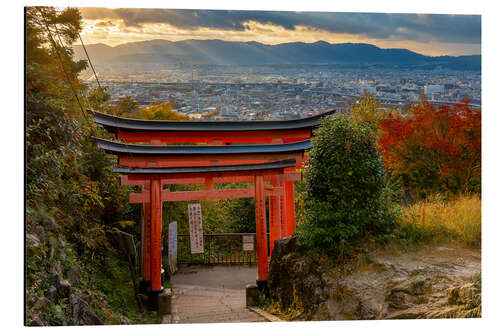 Stampa su alluminio Vista su Kyoto dal Santuario di Fushimi Inari