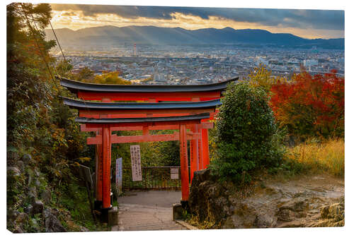 Canvas print View over Kyoto from Fushimi Inari Shrine