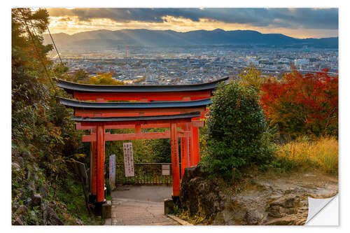 Sticker mural Vue sur Kyoto depuis le sanctuaire Fushimi Inari-taisha
