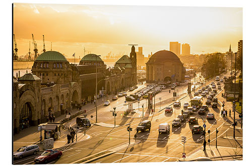 Aluminiumsbilde Landungsbrücken St. Pauli at sunset