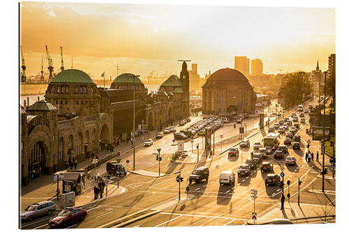 Gallery Print Landungsbrücken St. Pauli bei Sonnenuntergang