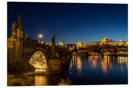 Foam board print Charles Bridge in Prague at night