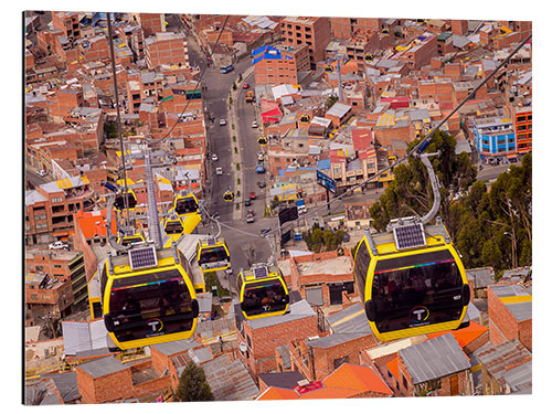 Aluminiumsbilde Yellow cable car in La Paz, Bolivia