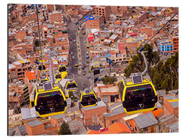 Aluminiumsbilde Yellow cable car in La Paz, Bolivia