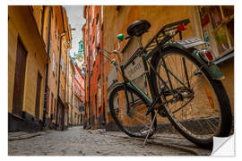 Självhäftande poster Bicycle in Gamla Stan, Stockholm