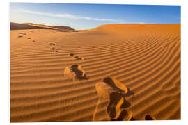 Tableau en PVC Empreintes de pas sur les dunes du Sahara, Maroc