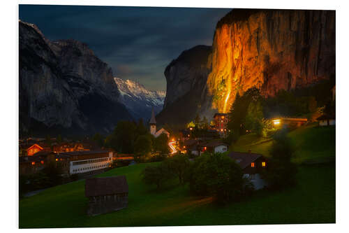 Foam board print Waterfall in Lauterbrunnen, Switzerland