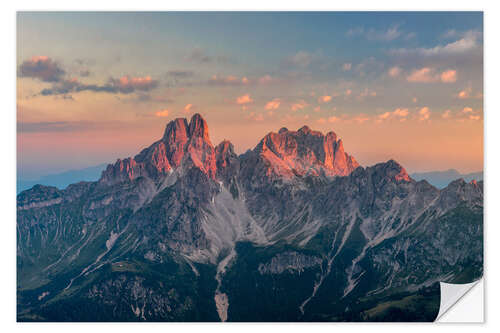 Selvklebende plakat Alpenglow in the Alps - Bischofsmütze