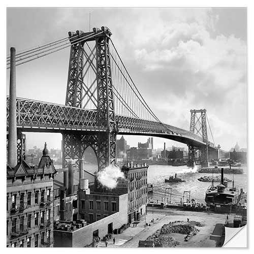 Sticker mural Pont de Williamsburg depuis Brooklyn, 1905