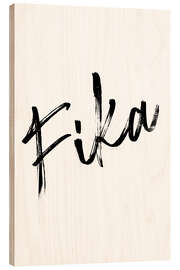 Wood print Fika - Swedish coffee break