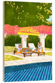 Hout print Pool tiger