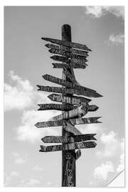 Wall sticker Signpost in Key West, black and white