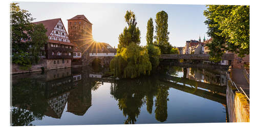 Tableau en verre acrylique Vieille ville de Nuremberg au lever du soleil